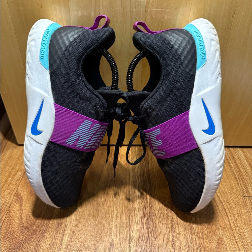 Nike Renew Black and Purple Sneakers with Blue Accents